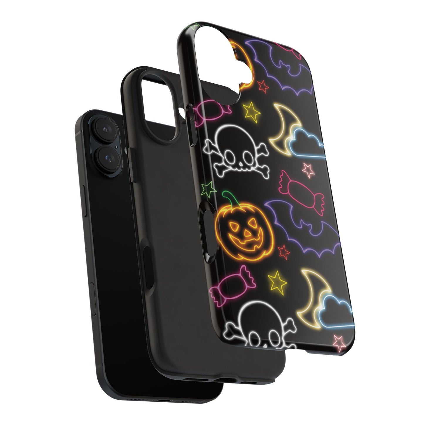 Colorful Halloween Tough Phone Case, Skull Candy Phone Cover, Edgy Mobile Shell, Spooky Gadget Accessory, Trick or Treat Gift