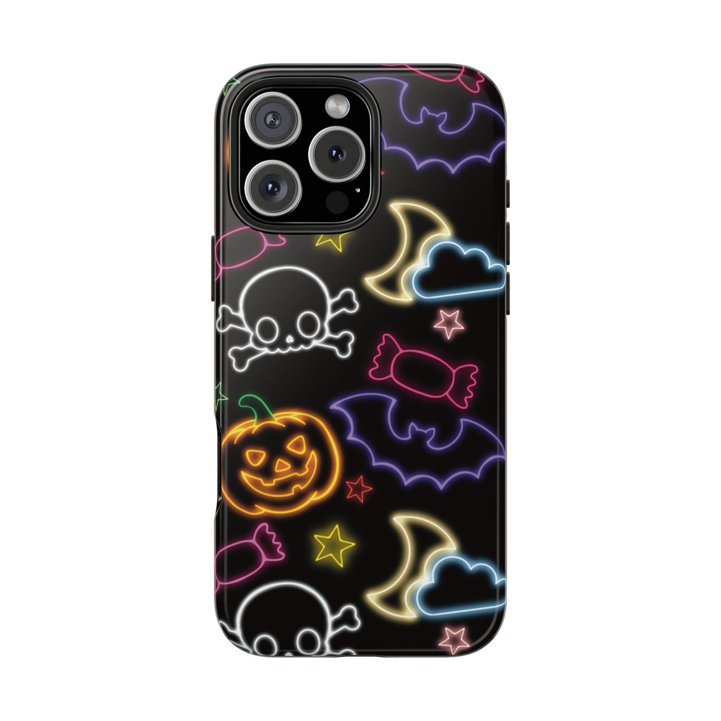 Colorful Halloween Tough Phone Case, Skull Candy Phone Cover, Edgy Mobile Shell, Spooky Gadget Accessory, Trick or Treat Gift