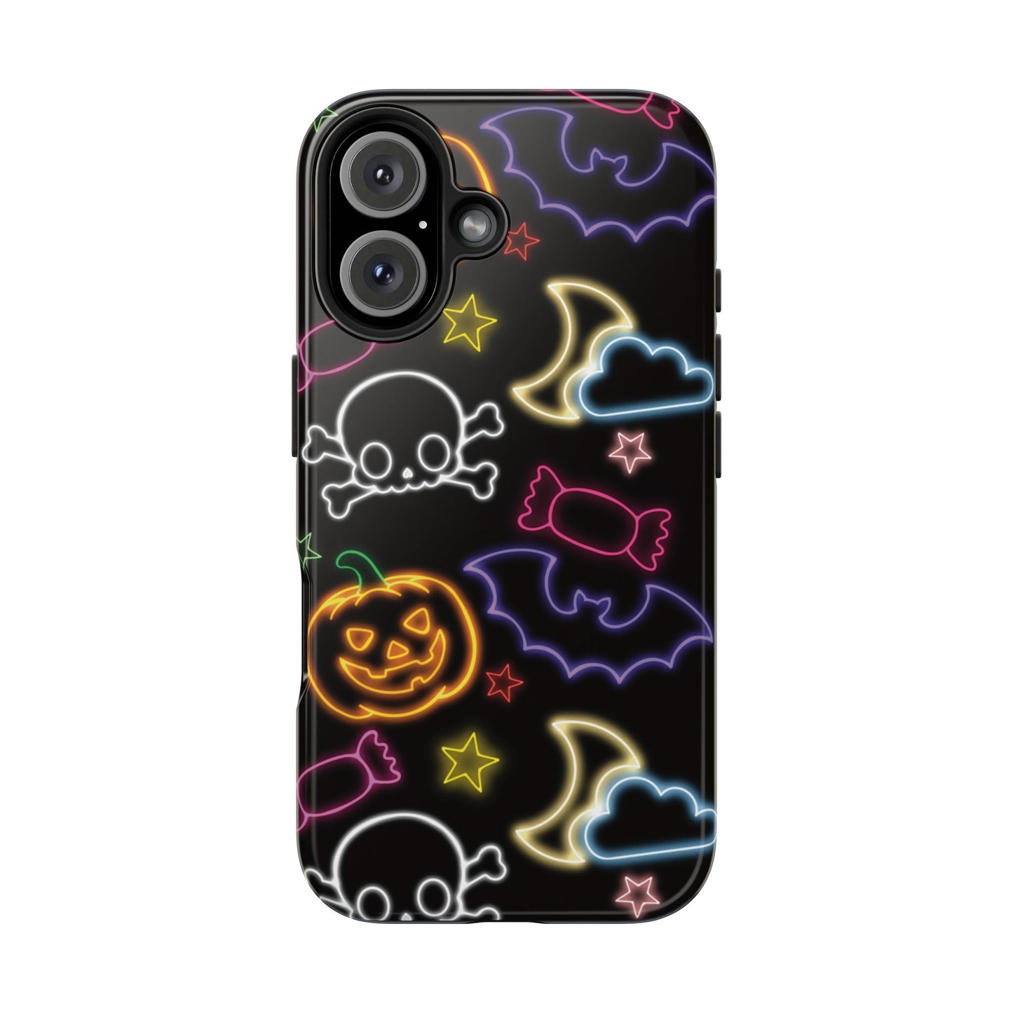 Colorful Halloween Tough Phone Case, Skull Candy Phone Cover, Edgy Mobile Shell, Spooky Gadget Accessory, Trick or Treat Gift