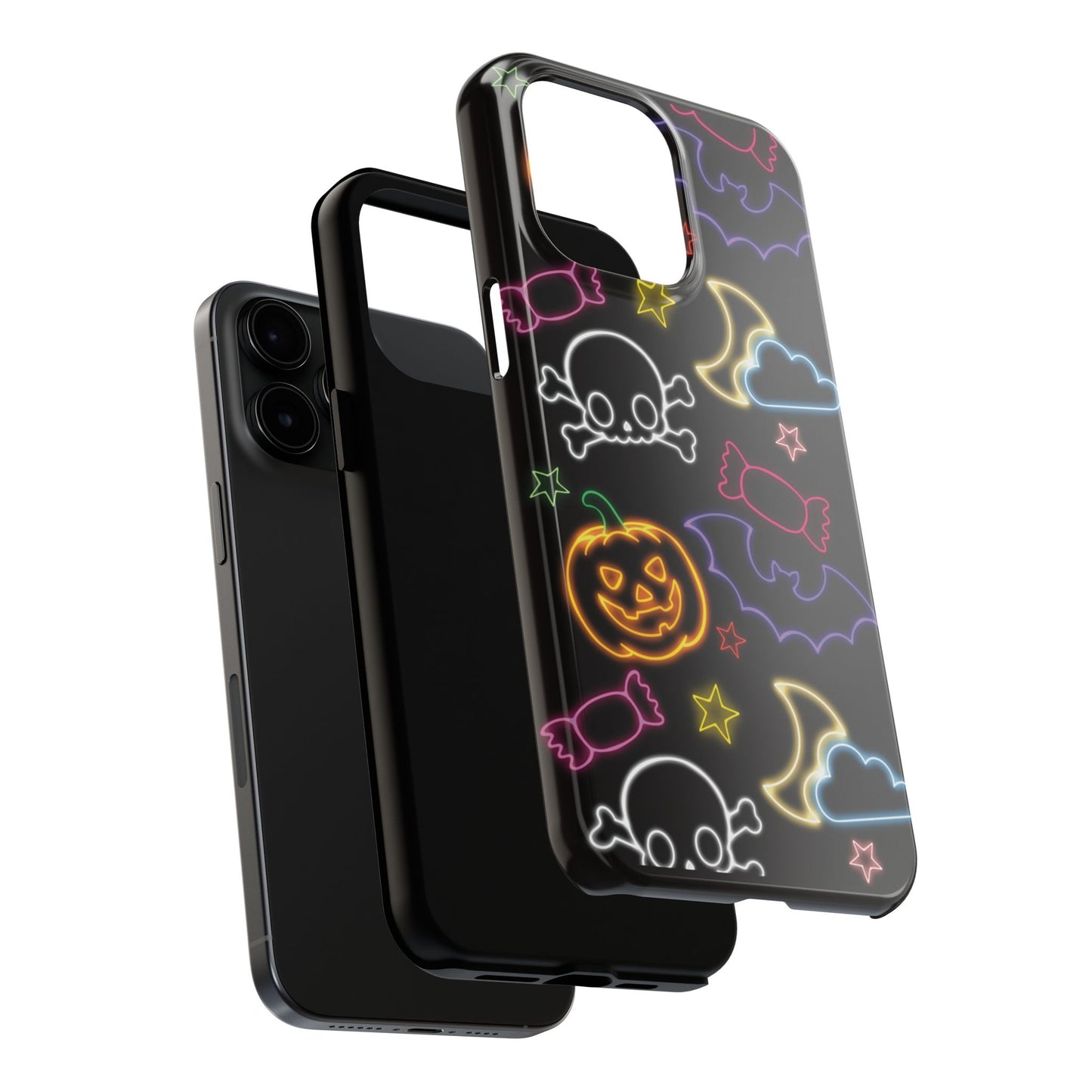 Colorful Halloween Tough Phone Case, Skull Candy Phone Cover, Edgy Mobile Shell, Spooky Gadget Accessory, Trick or Treat Gift