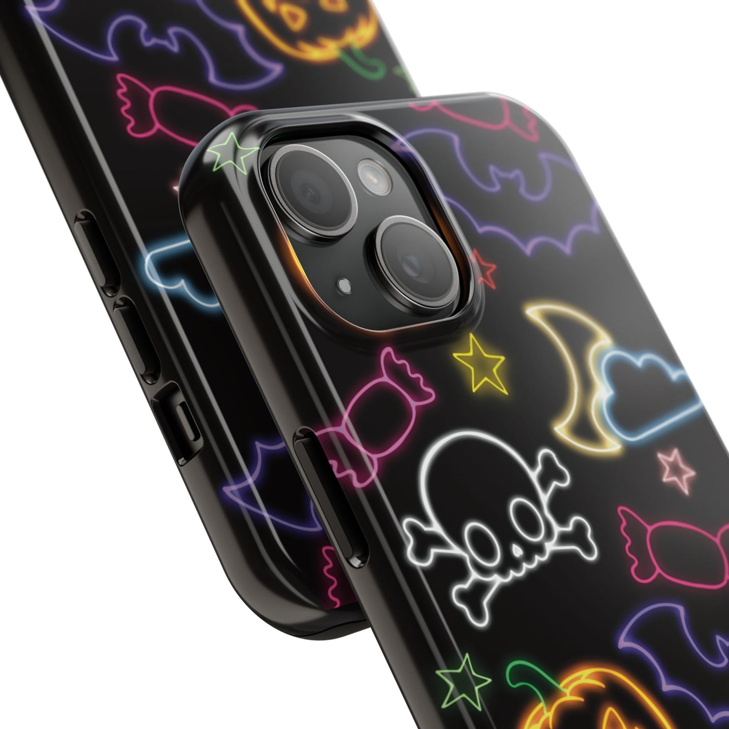 Colorful Halloween Tough Phone Case, Skull Candy Phone Cover, Edgy Mobile Shell, Spooky Gadget Accessory, Trick or Treat Gift