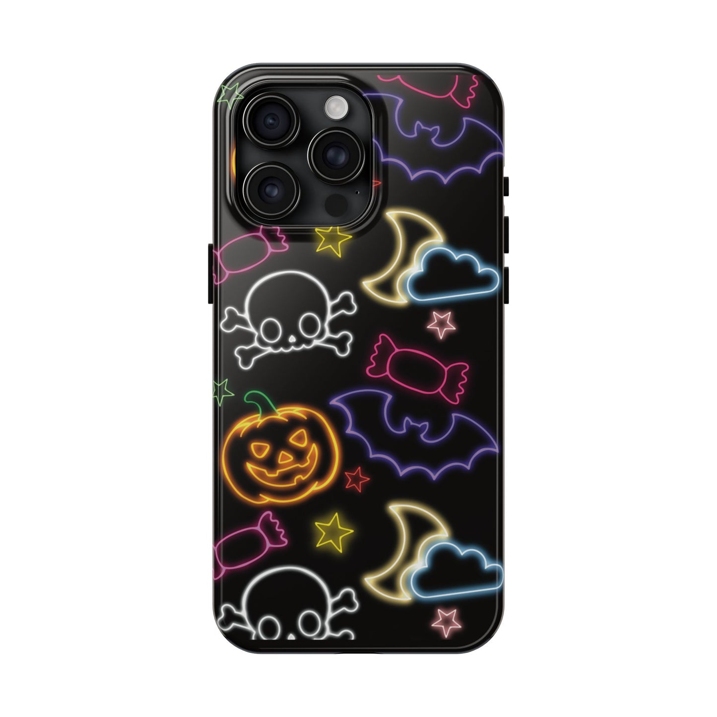 Colorful Halloween Tough Phone Case, Skull Candy Phone Cover, Edgy Mobile Shell, Spooky Gadget Accessory, Trick or Treat Gift