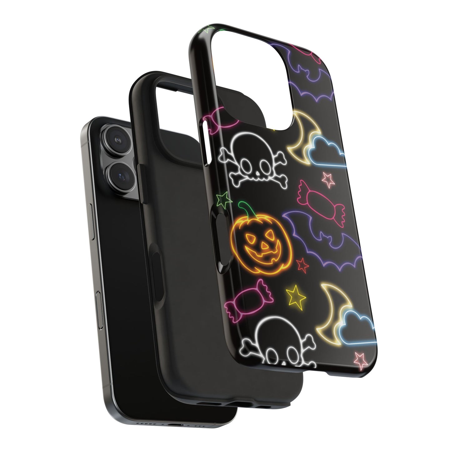 Colorful Halloween Tough Phone Case, Skull Candy Phone Cover, Edgy Mobile Shell, Spooky Gadget Accessory, Trick or Treat Gift