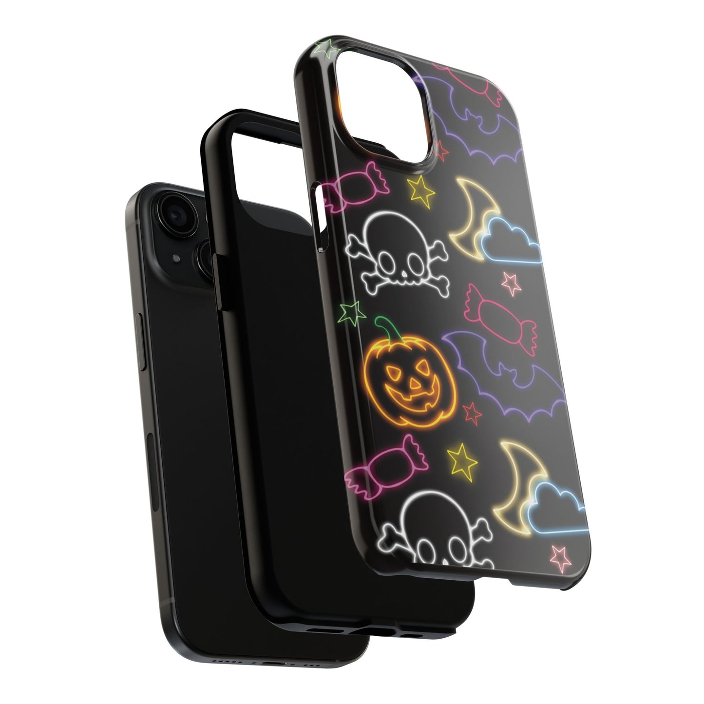 Colorful Halloween Tough Phone Case, Skull Candy Phone Cover, Edgy Mobile Shell, Spooky Gadget Accessory, Trick or Treat Gift