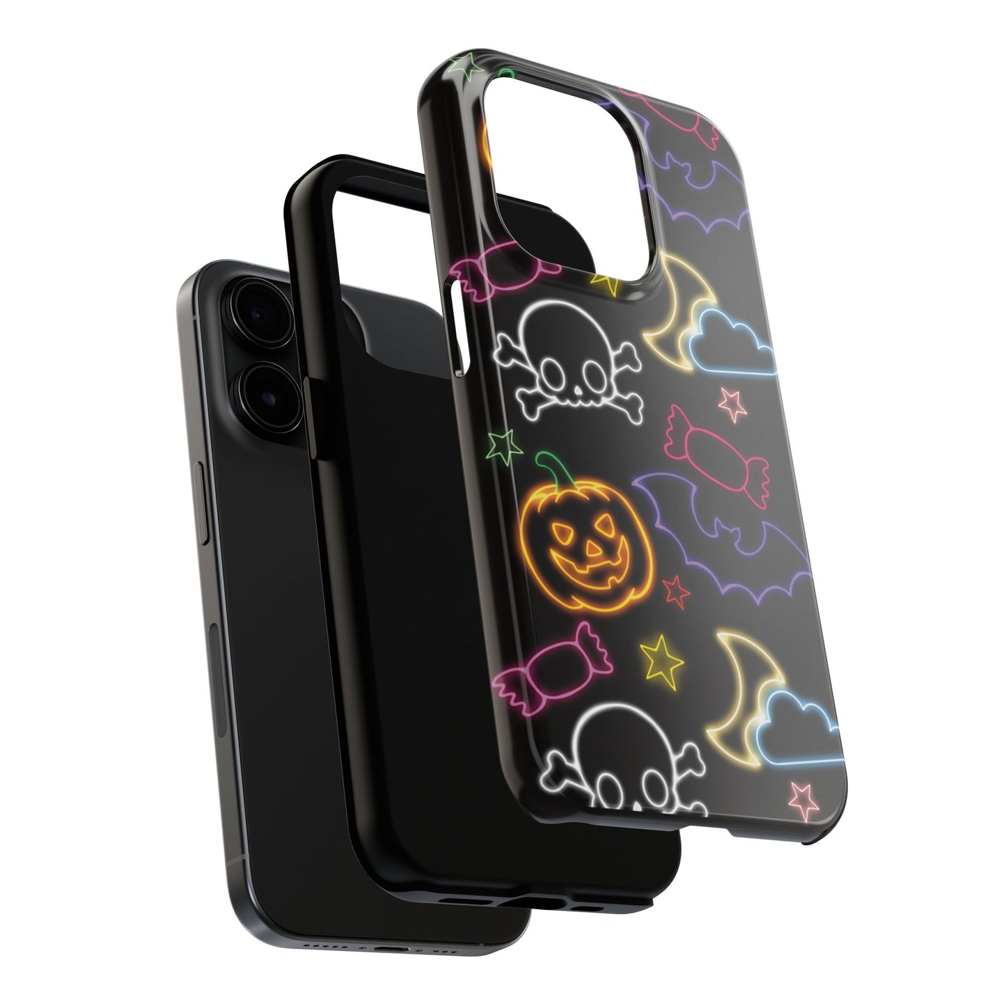 Colorful Halloween Tough Phone Case, Skull Candy Phone Cover, Edgy Mobile Shell, Spooky Gadget Accessory, Trick or Treat Gift