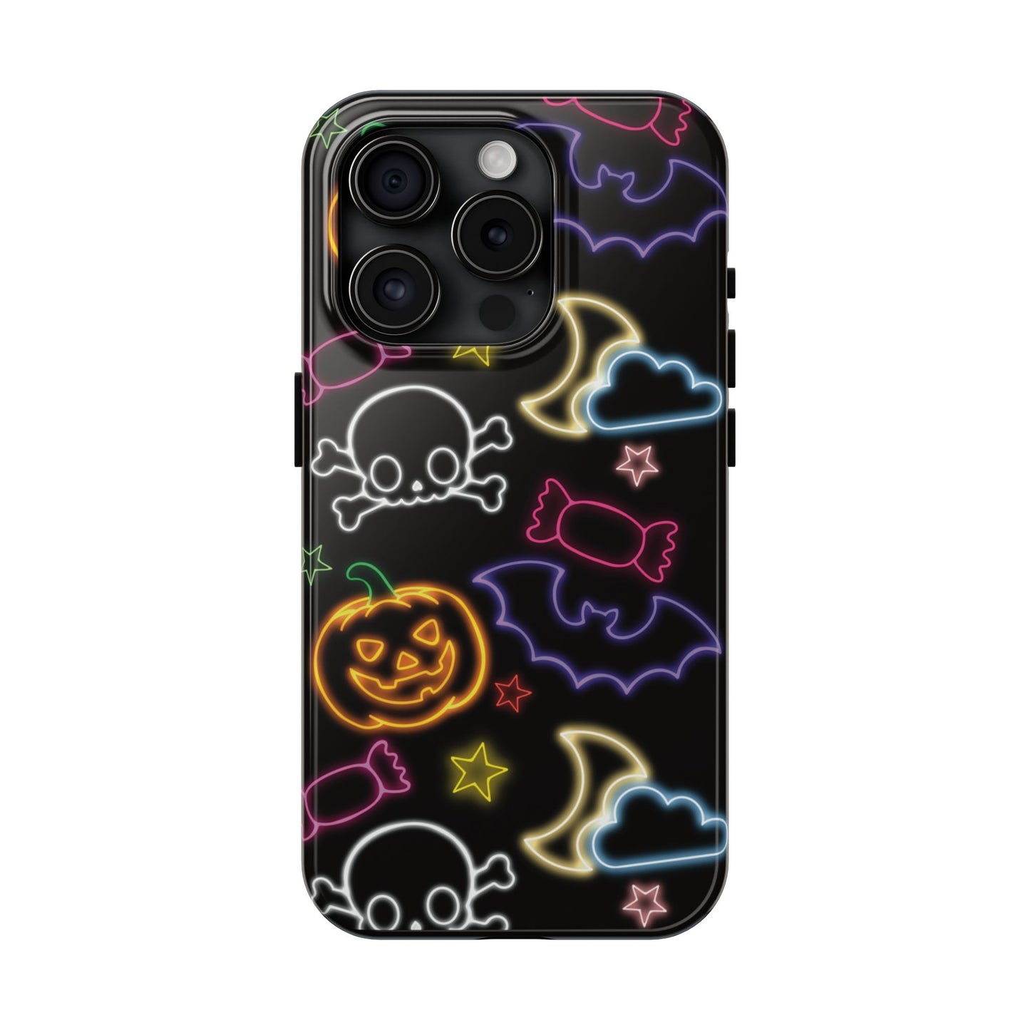 Colorful Halloween Tough Phone Case, Skull Candy Phone Cover, Edgy Mobile Shell, Spooky Gadget Accessory, Trick or Treat Gift
