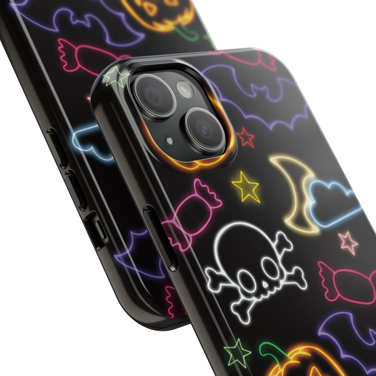 Colorful Halloween Tough Phone Case, Skull Candy Phone Cover, Edgy Mobile Shell, Spooky Gadget Accessory, Trick or Treat Gift