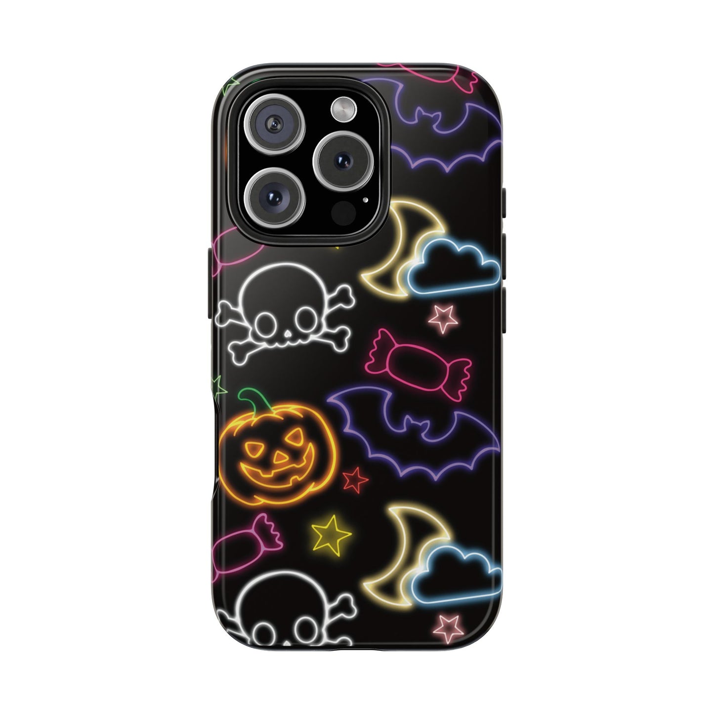 Colorful Halloween Tough Phone Case, Skull Candy Phone Cover, Edgy Mobile Shell, Spooky Gadget Accessory, Trick or Treat Gift