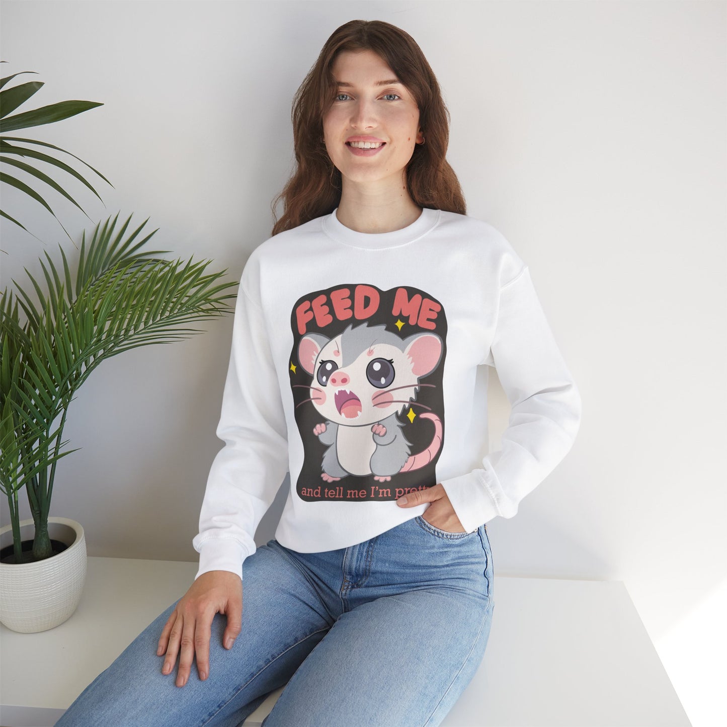 Cute Hamster Feed Me Crewneck Sweatshirt