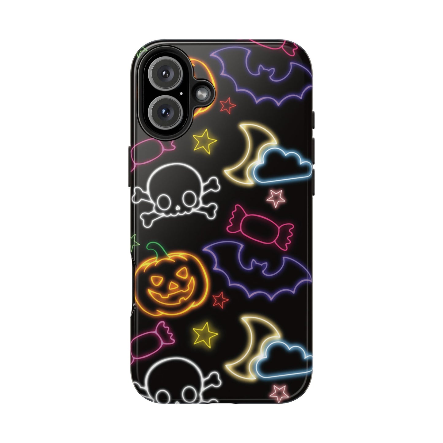 Colorful Halloween Tough Phone Case, Skull Candy Phone Cover, Edgy Mobile Shell, Spooky Gadget Accessory, Trick or Treat Gift