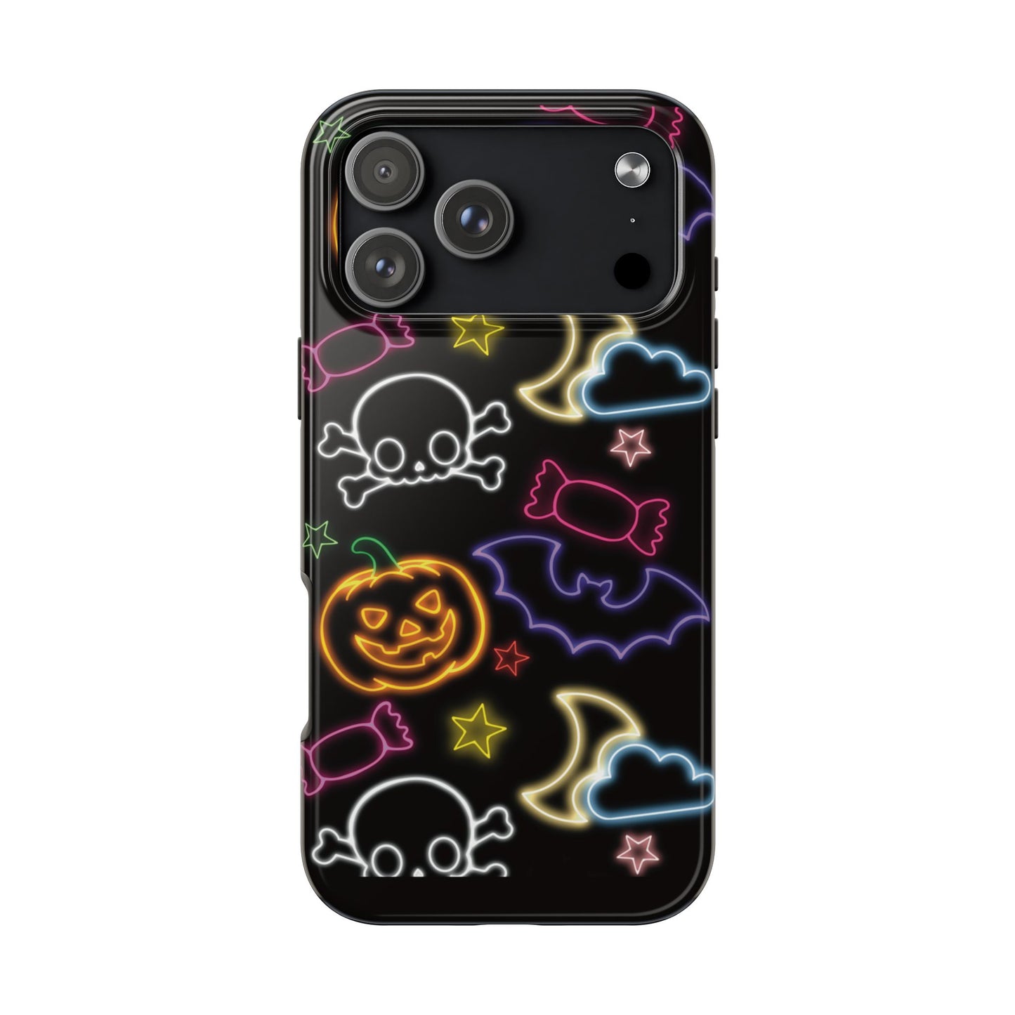Colorful Halloween Tough Phone Case, Skull Candy Phone Cover, Edgy Mobile Shell, Spooky Gadget Accessory, Trick or Treat Gift