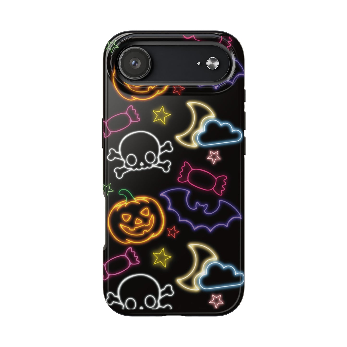 Colorful Halloween Tough Phone Case, Skull Candy Phone Cover, Edgy Mobile Shell, Spooky Gadget Accessory, Trick or Treat Gift