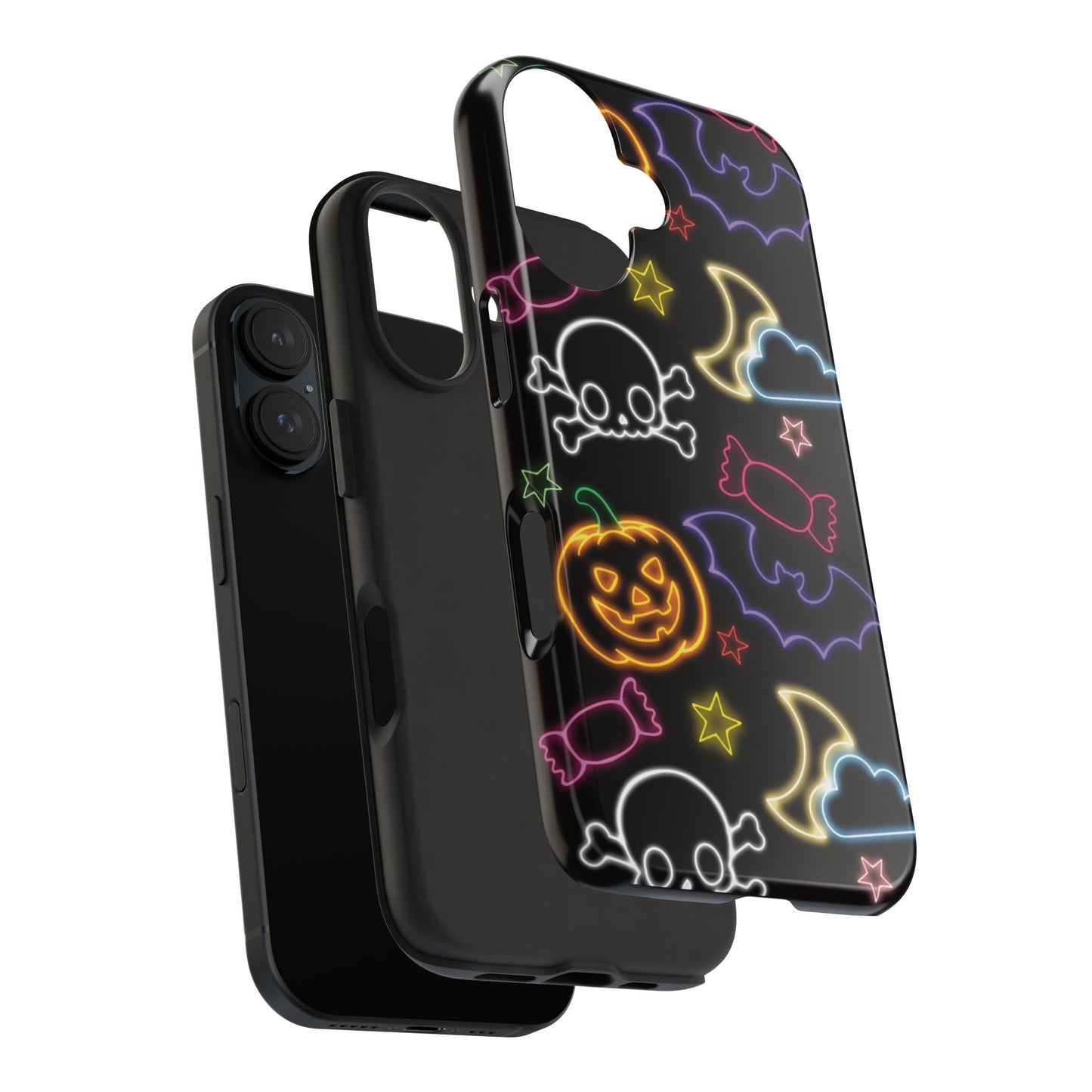 Colorful Halloween Tough Phone Case, Skull Candy Phone Cover, Edgy Mobile Shell, Spooky Gadget Accessory, Trick or Treat Gift
