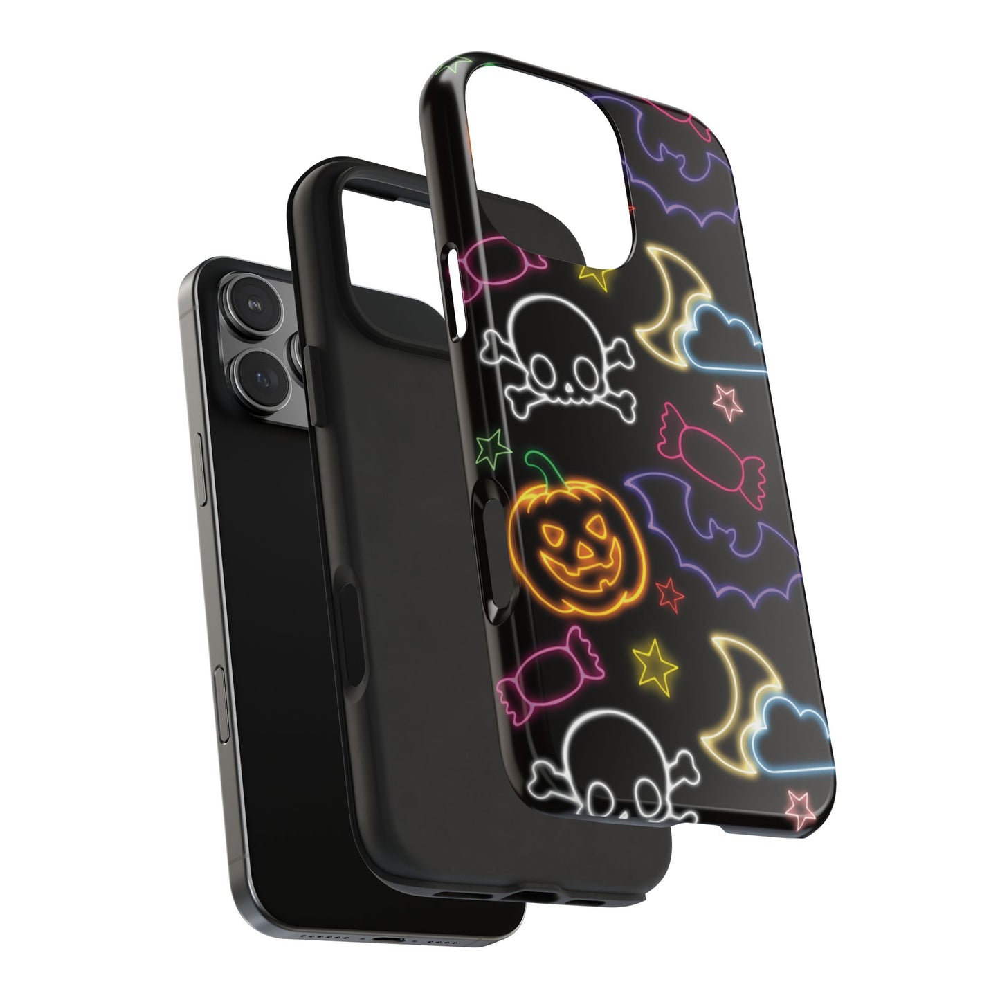 Colorful Halloween Tough Phone Case, Skull Candy Phone Cover, Edgy Mobile Shell, Spooky Gadget Accessory, Trick or Treat Gift