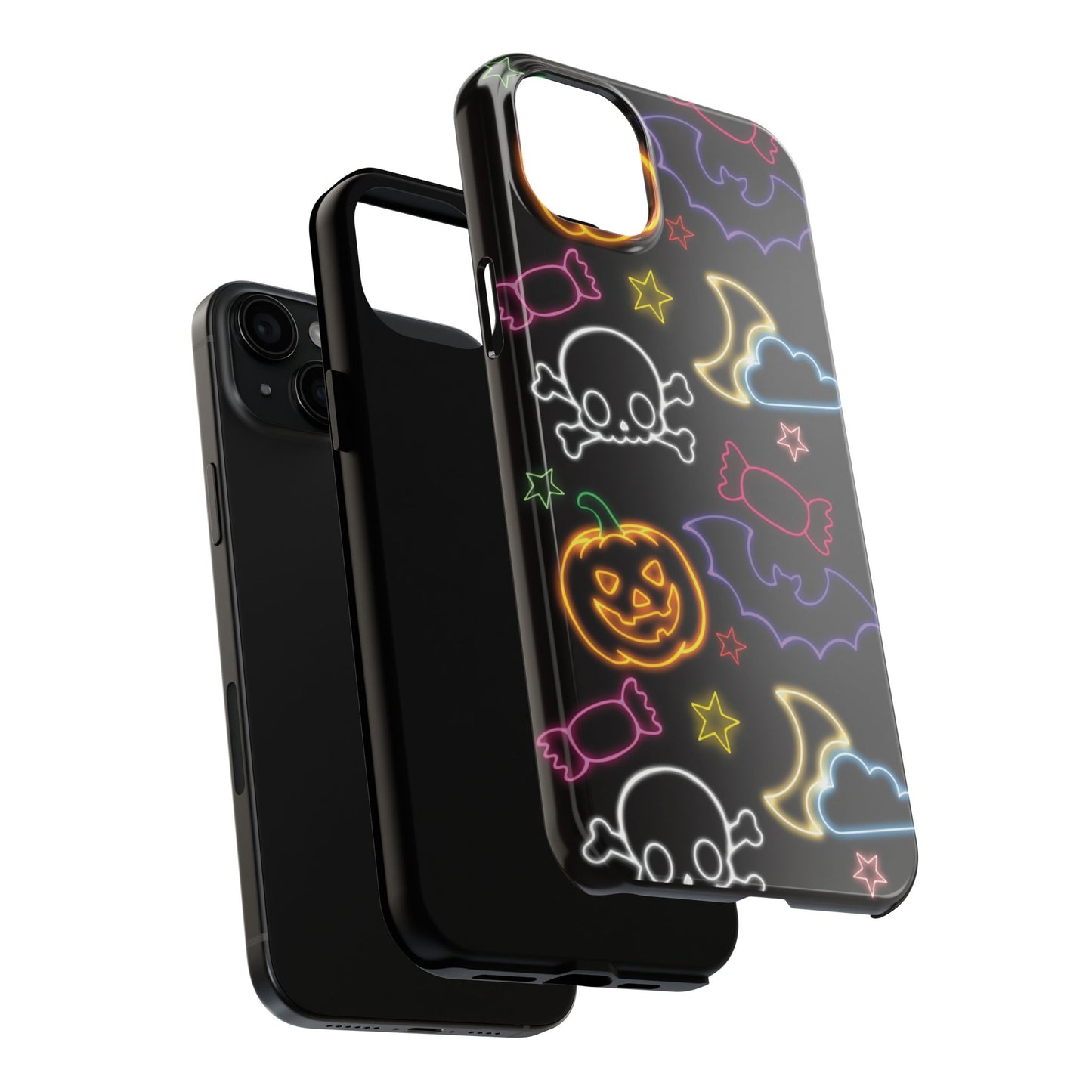 Colorful Halloween Tough Phone Case, Skull Candy Phone Cover, Edgy Mobile Shell, Spooky Gadget Accessory, Trick or Treat Gift