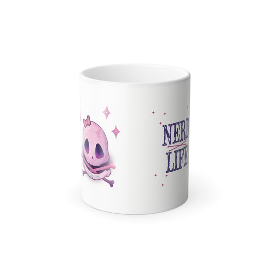 Nerd Life Skull and Crossbones Color Morphing Mug - 11oz Magic Transforming Cup