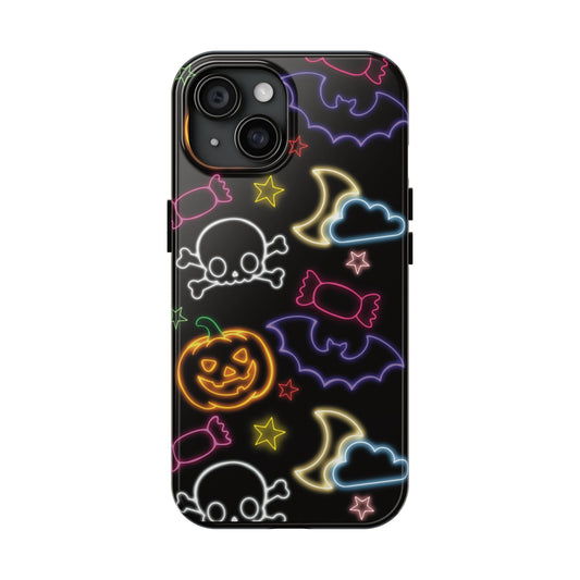 Colorful Halloween Tough Phone Case, Skull Candy Phone Cover, Edgy Mobile Shell, Spooky Gadget Accessory, Trick or Treat Gift